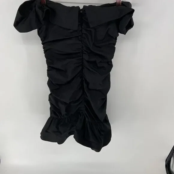 NBD hailee Womens Black New Ruched Off Shoulder Wire Structure Mini Dress Small - Picture 4 of 7